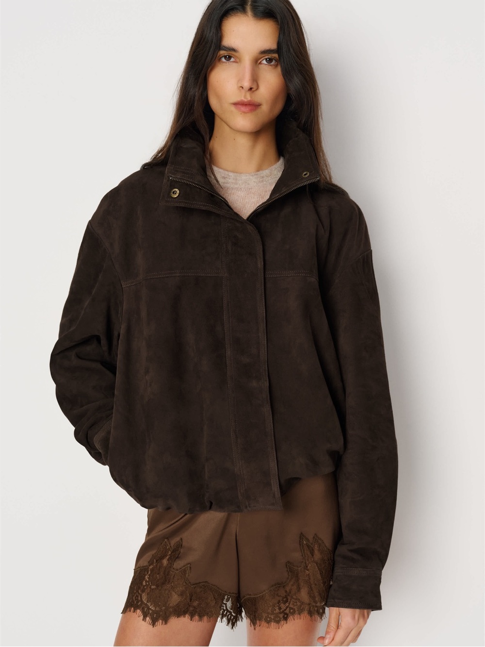 Reformation Veda Kendall Suede Jacket Mole
